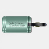 Metallic Pastel Groen Ontwerp Roestvrij staal Kijk Bagagelabel (Achterkant horizontaal)