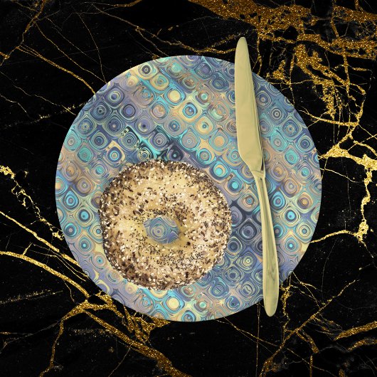 Metallic pastel licht blauw patroon papieren bordje