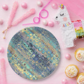 Metallic pastel licht blauw patroon papieren bordje (Feest)