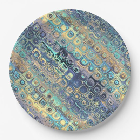 Metallic pastel licht blauw patroon papieren bordje (Voorkant)