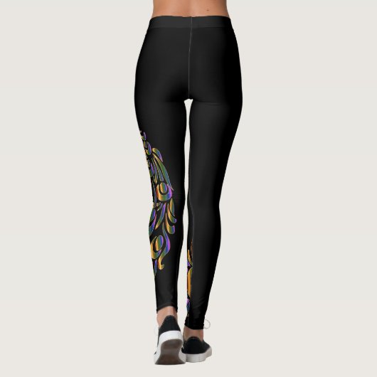 Metallic pauw leggings (Achterkant)