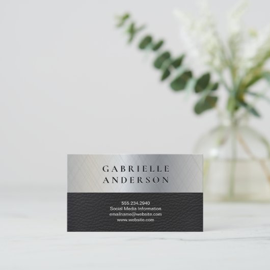 Metallic penseel | Leder Visitekaartje (Staand voorkant)