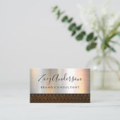 Metallic penseelachtergrond | bruin leder visitekaartje (Staand voorkant)