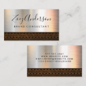 Metallic penseelachtergrond | bruin leder visitekaartje (Voorkant / Achterkant)