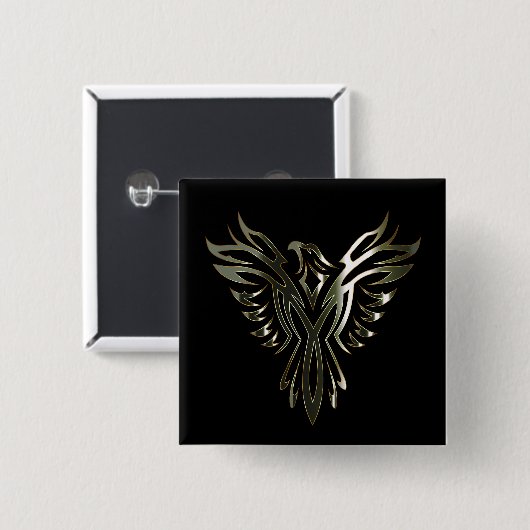 Metallic Phoenix Vierkante Button 5,1 Cm (Voorkant /achterkant)