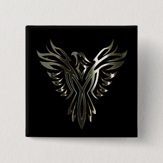 Metallic Phoenix Vierkante Button 5,1 Cm (Voorkant)