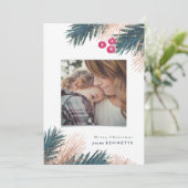 Metallic Pine Boughs and Berries Christmas Kaart (Staand voorkant)