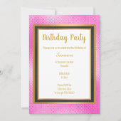 METALLIC PINK BLACK & GOLD EMBOSSED BIRTHDAAG KAART (Voorkant)