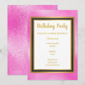 METALLIC PINK BLACK & GOLD EMBOSSED BIRTHDAAG KAART (Voorkant / Achterkant)