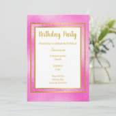 METALLIC PINK & GOLD LAYERED EMBOSSED BIRTHDAY KAART (Staand voorkant)
