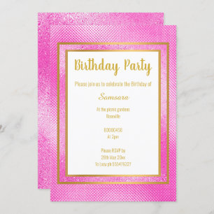METALLIC PINK & GOLD LAYERED EMBOSSED BIRTHDAY KAART