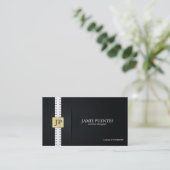 Metallic Platinum Gold & Black interieur design Visitekaartje (Staand voorkant)