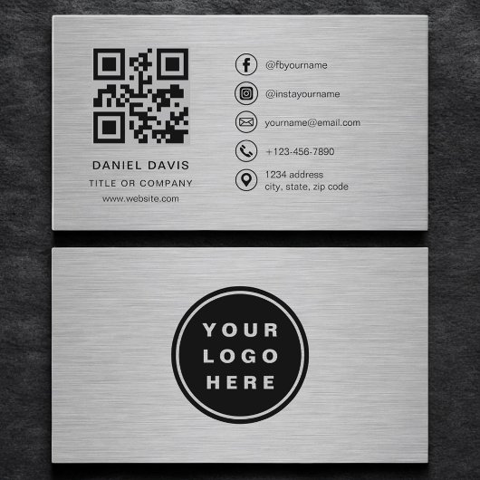 Metallic Professionele Bedrijfslogo QR-code Visitekaartje
