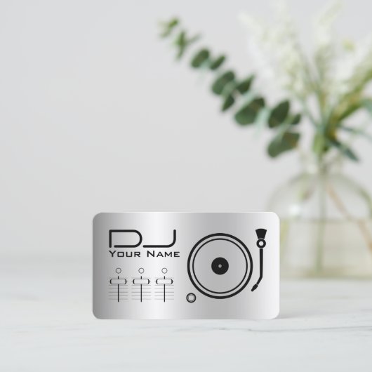 Metallic professionele DJ-speler Visitekaartje (Staand voorkant)