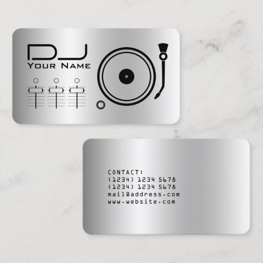 Metallic professionele DJ-speler Visitekaartje (Voorkant / Achterkant)