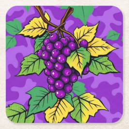 Metallic Purple Grapes Camo Coaster Set Kartonnen Onderzetters