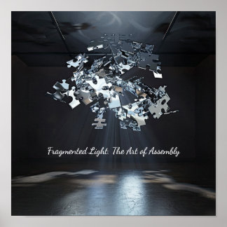 Metallic Puzzle Chaos: zwevende Abstracte kunst Poster