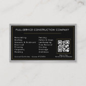 Metallic QR-code Zwarte Bouwconstructie  Visitekaartje (Achterkant)