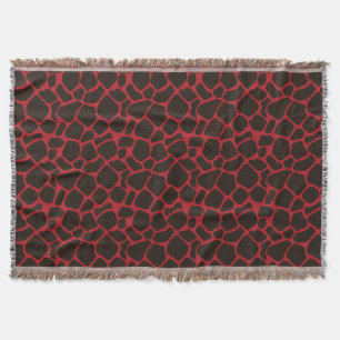 Metallic Red Black Leopard Print Animal Skin Deken