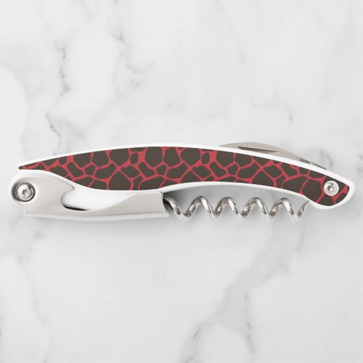 Metallic Red Black Leopard Print Animal Skin Kurkentrekker (Voorkant)