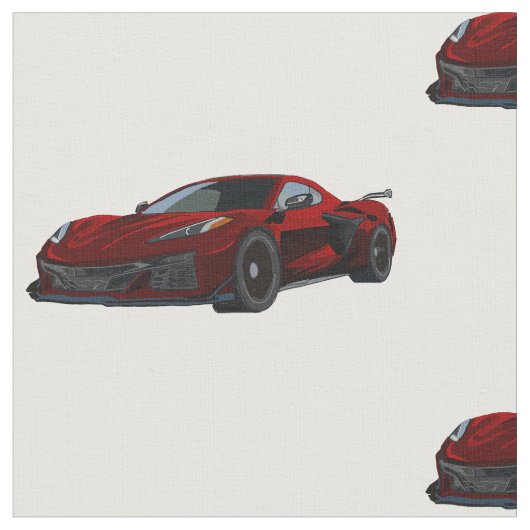 Metallic Red C8 Corvette Hand getrokken schets sto Stof (Close Up)