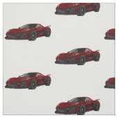 Metallic Red C8 Corvette Hand getrokken schets sto Stof (Swatch)