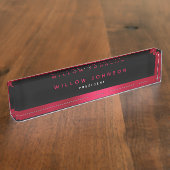 Metallic Red Classy Executive Business Gift Naambordje (Zijkant)