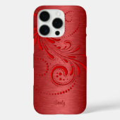 Metallic Red Girly Red Swirl Case-Mate iPhone Case (Achterkant)