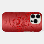 Metallic Red Girly Red Swirl Case-Mate iPhone Case (Achterkant (horizontaal))