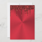 Metallic red glitter Birthday Invitation Kaart (Achterkant)