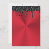 Metallic red glitter Birthday Invitation Kaart (Achterkant)