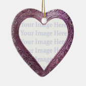Metallic Red Heart Lijst Keramisch Ornament (Rechts)