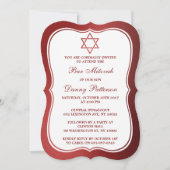 Metallic Red Jewish Star van David Bar Mitzvah Kaart (Voorkant)