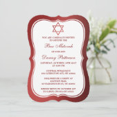 Metallic Red Jewish Star van David Bar Mitzvah Kaart (Staand voorkant)