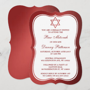 Metallic Red Jewish Star van David Bar Mitzvah Kaart