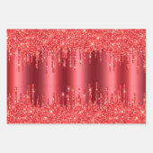 Metallic Red-kerstdruppels Glitter Combo Pack Inpakpapier Vel (Voorkant 3)