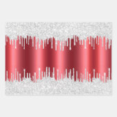 Metallic Red-kerstdruppels Glitter Combo Pack Inpakpapier Vel (Voorkant 2)