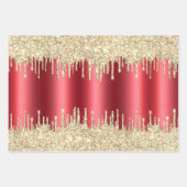 Metallic Red-kerstdruppels Glitter Combo Pack Inpakpapier Vel (Voorkant)
