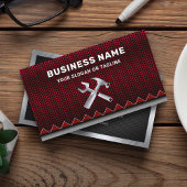 Metallic Red Mesh Handyman Auto Repair Mechanic Visitekaartje