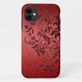 Metallic Red Pensed Aluminium & Dark Red Lace Case-Mate iPhone Case (Achterkant)