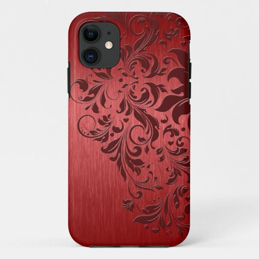 Metallic Red Pensed Aluminium & Dark Red Lace Case-Mate iPhone Case (Achterkant)