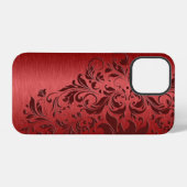 Metallic Red Pensed Aluminium & Dark Red Lace iPhone Hoesje (Achterkant horizontaal)