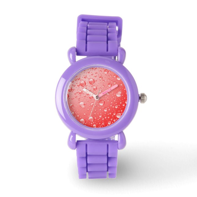 Metallic Red Rain druppels Horloge (Voorkant)