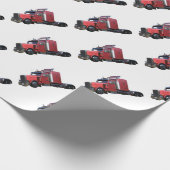 Metallic Red Semi Tractor Traler Traluck Cadeaupapier (Hoek)