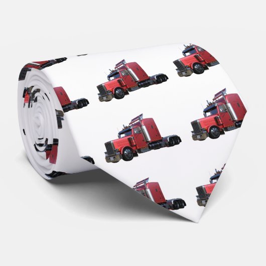 Metallic Red Semi Tractor Traler Traluck Stropdas (Opgerold)
