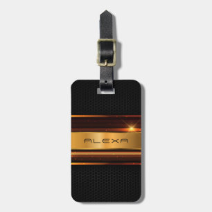 Metallic rijke gouden tinten strepen bagagelabel
