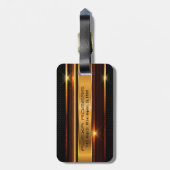 Metallic rijke gouden tinten strepen bagagelabel (Achterkant verticaal)