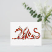 Metallic rode schuine rand draak briefkaart (Staand voorkant)