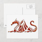 Metallic rode schuine rand draak briefkaart (Voorkant / Achterkant)