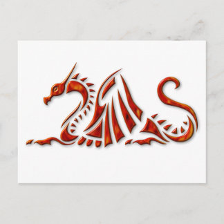 Metallic rode schuine rand draak briefkaart